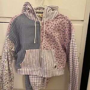 Teddy Fresh women’s lavender multi-pattern sweatsuit(hoodie + sweatpants)